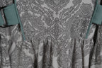 Grey Paisley Maxi Dress | Sustainable Sleeveless Occasion Dress with Sage Adjustable D-Ring Waist