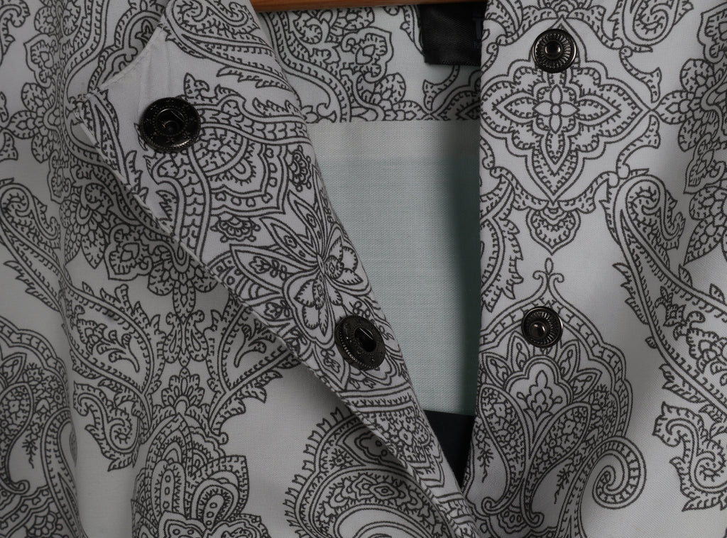 Grey Paisley Maxi Dress | Sustainable Sleeveless Occasion Dress with Sage Adjustable D-Ring Waist