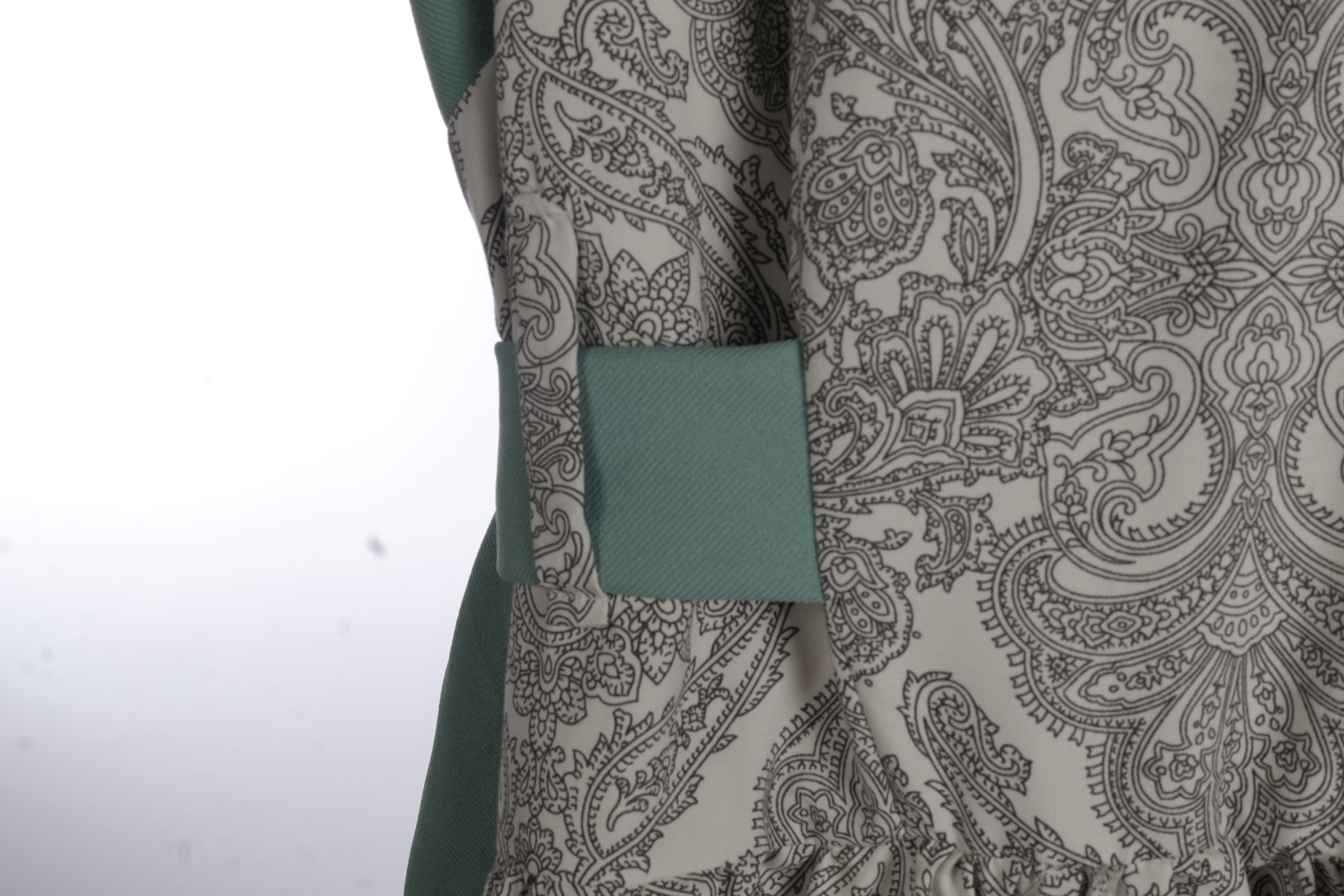 Grey Paisley Maxi Dress | Sustainable Sleeveless Occasion Dress with Sage Adjustable D-Ring Waist