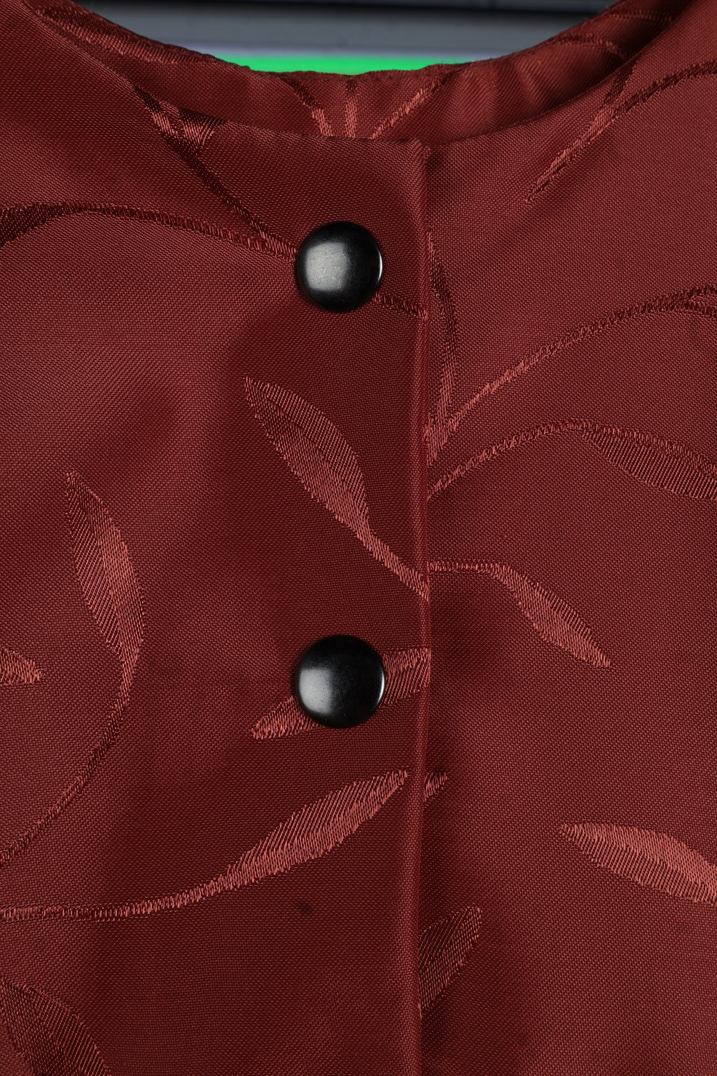 Rust Jacquard Maxi Dress | Sustainable Sleeveless Dress with Denim Corset Panel & Adjustable D-Ring Waist