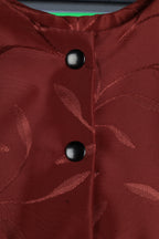 Rust Jacquard Maxi Dress | Sustainable Sleeveless Dress with Denim Corset Panel & Adjustable D-Ring Waist