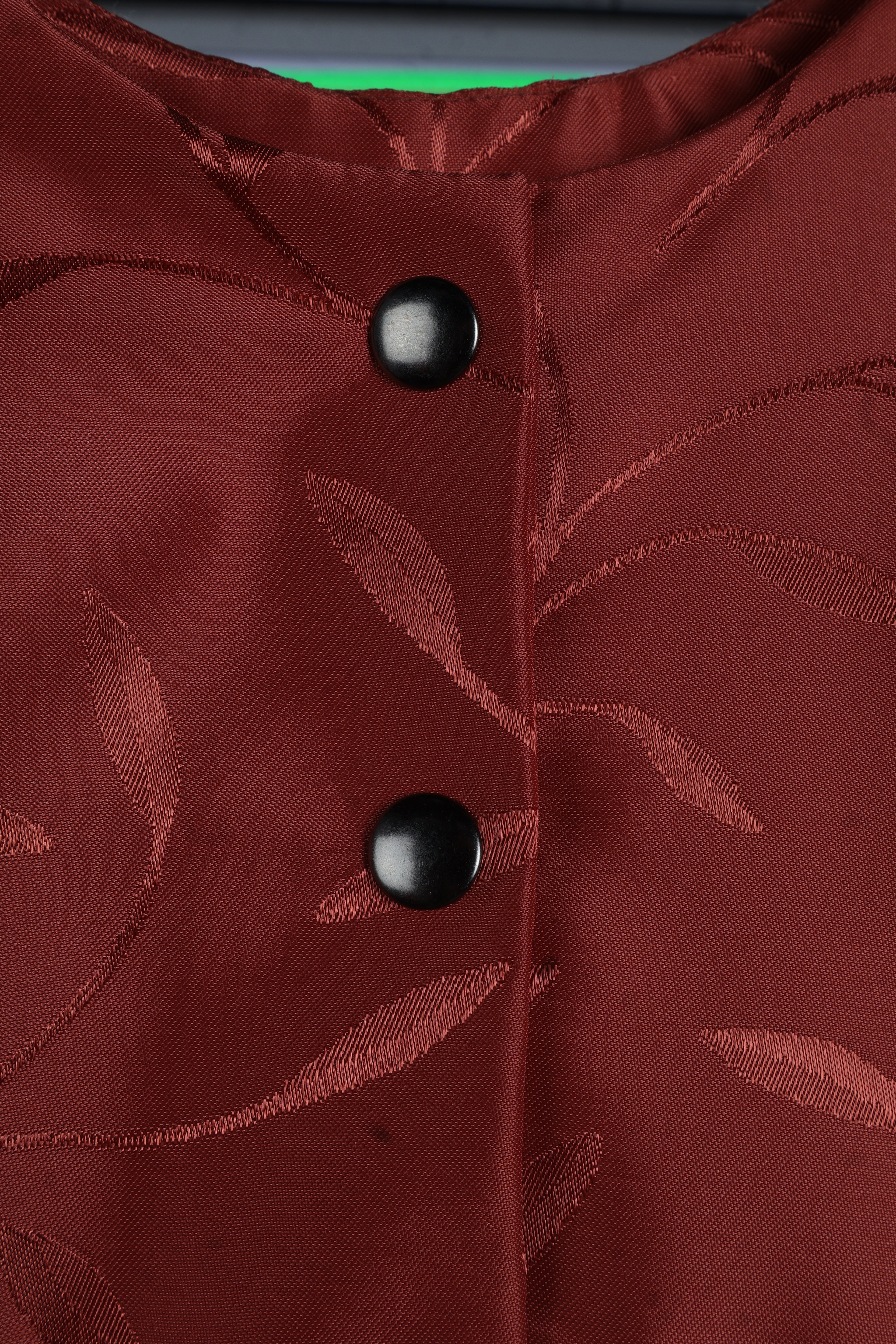 Rust Jacquard Maxi Dress | Sustainable Sleeveless Dress with Denim Corset Panel & Adjustable D-Ring Waist