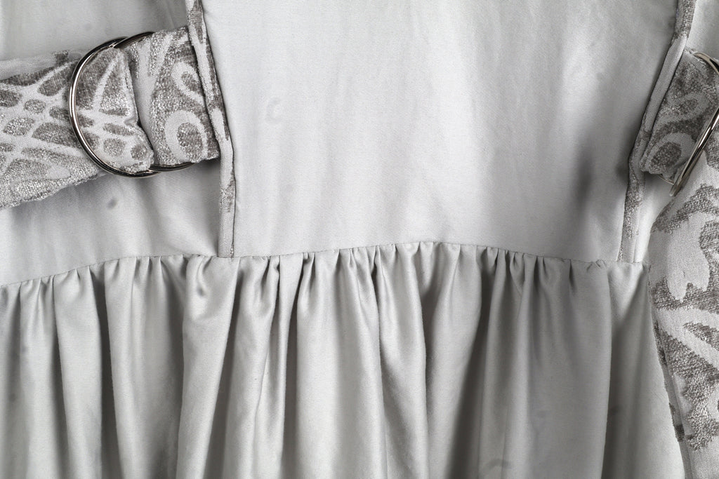 Stone Grey Maxi Dress | Sustainable Sleeveless Dress with Adjustable Jacquard D-Ring Waist