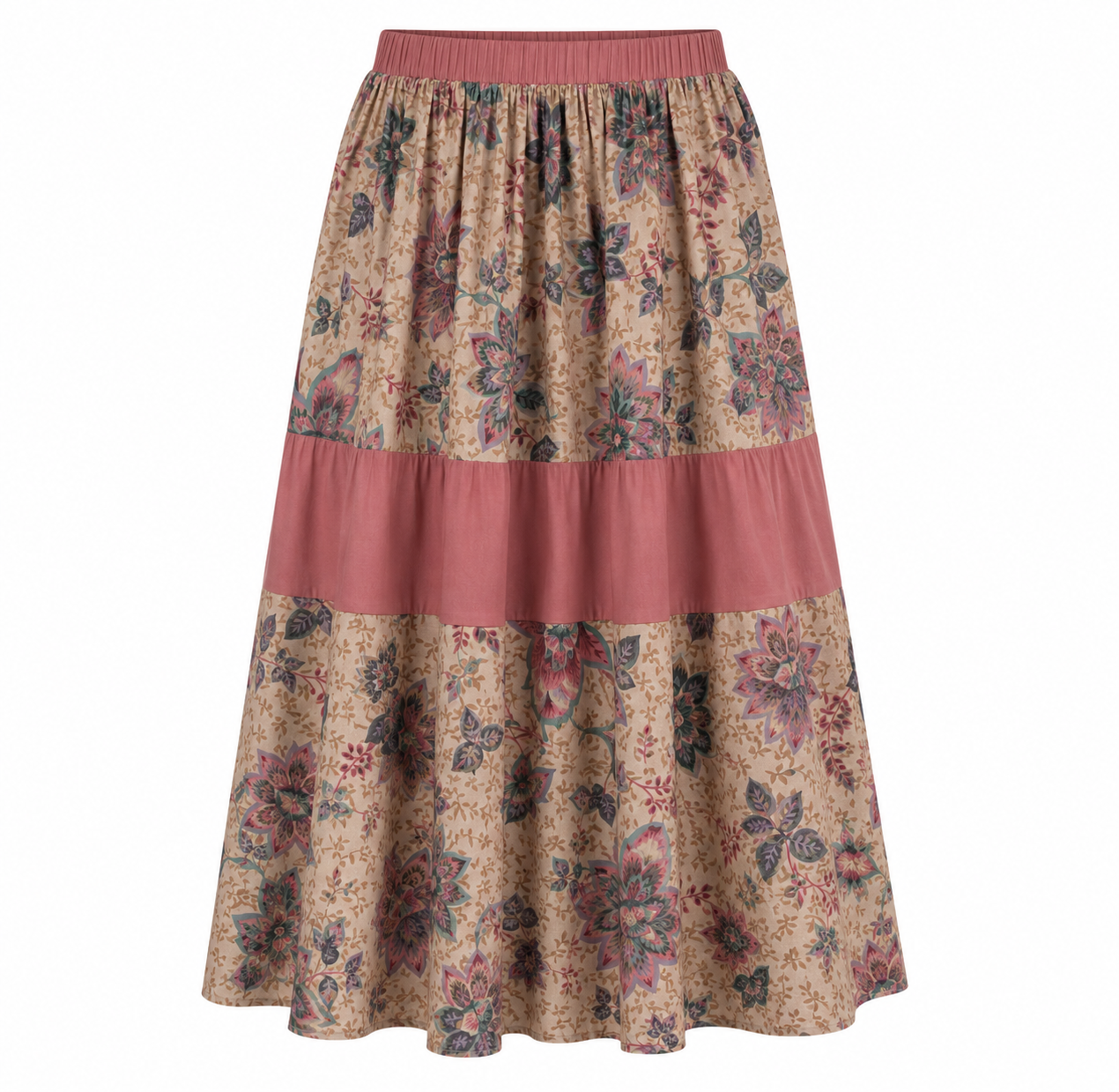 Vintage Floral Co-Ord Set | Sustainable Sleeveless Crop Top & Tiered Maxi Skirt