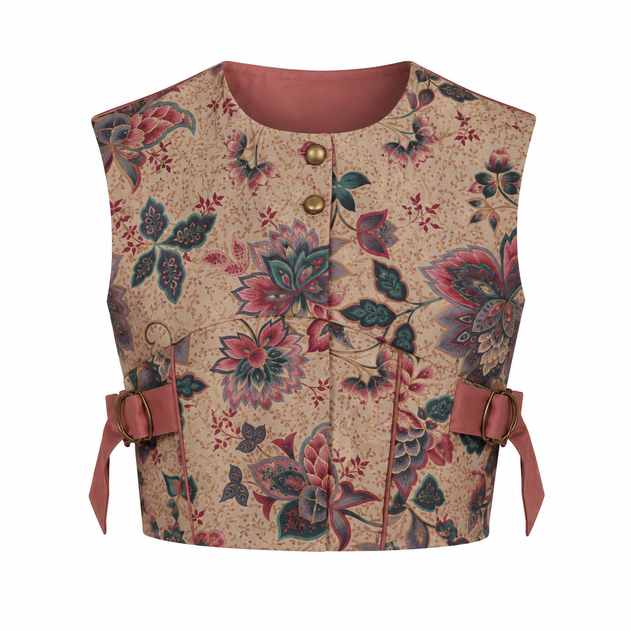 Vintage Floral Co-Ord Set | Sustainable Sleeveless Crop Top & Tiered Maxi Skirt