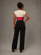 Cream Quilted & Pink Cropped Top