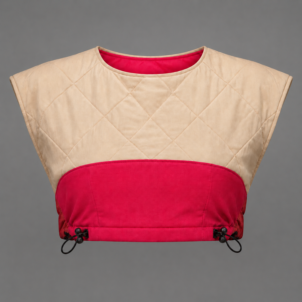 Cream Quilted & Pink Cropped Top