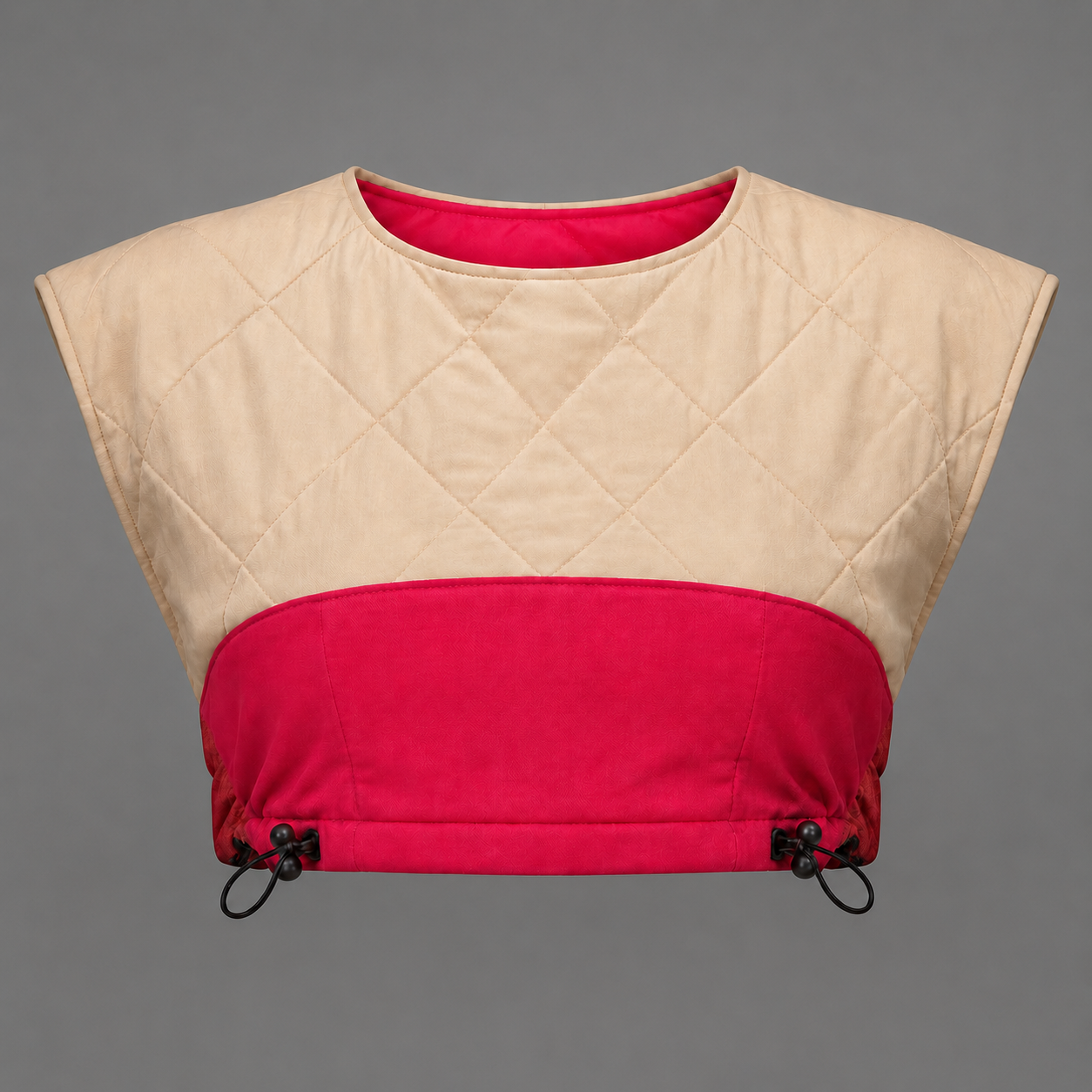 Cream Quilted & Pink Cropped Top