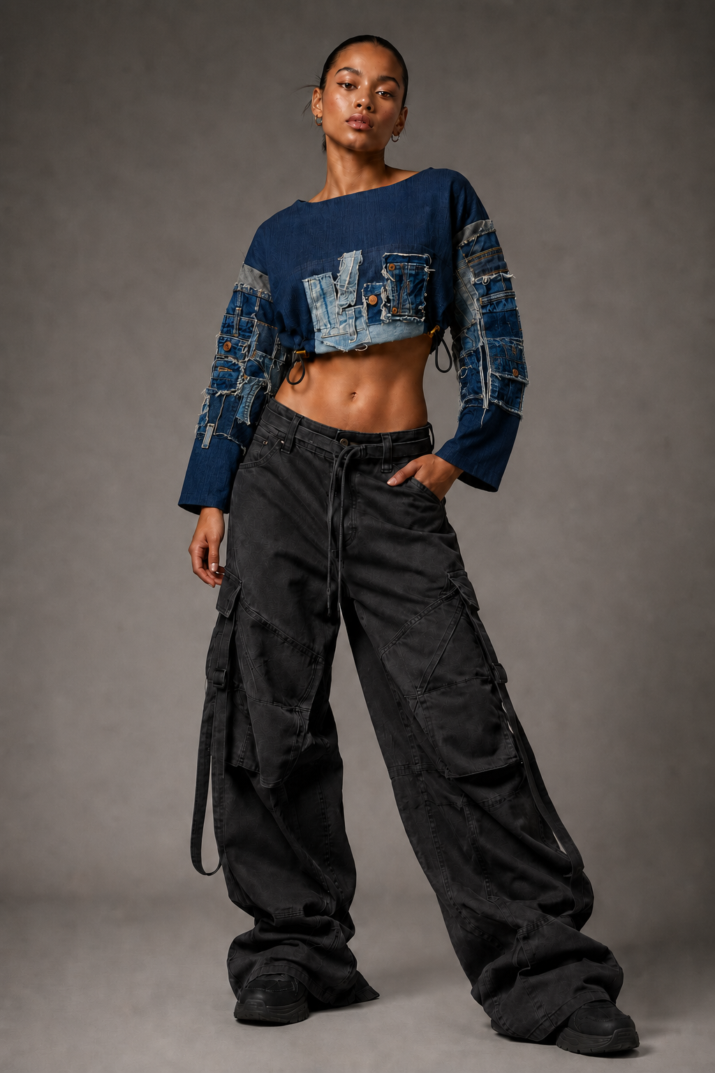 One-of-One Indigo Patchwork Denim Top