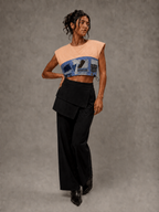 Quilted & Patchwork Denim Crop Top