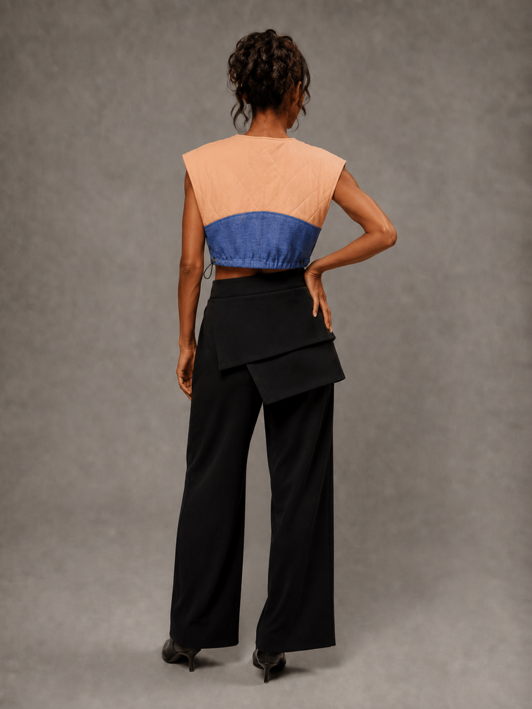 Quilted & Patchwork Denim Crop Top