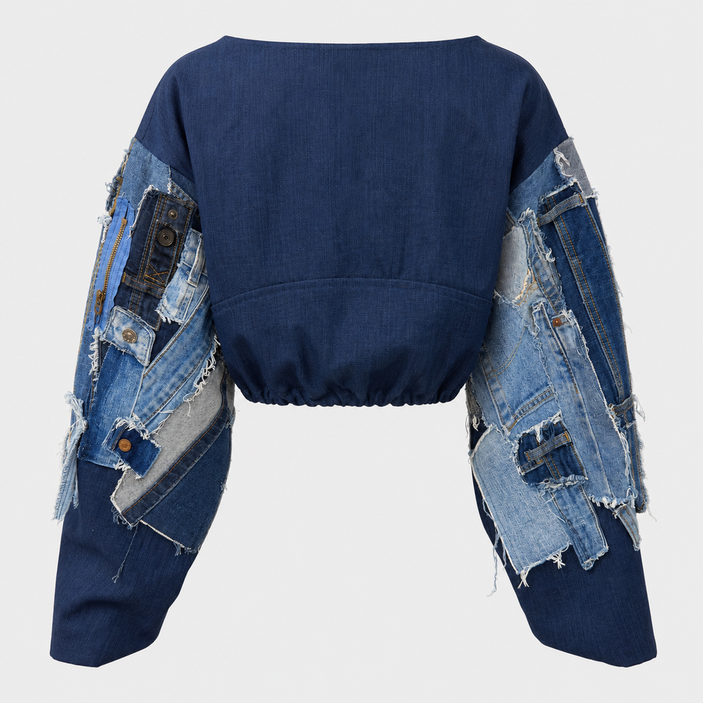 One-of-One Indigo Patchwork Denim Top