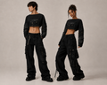 Reconstructed Black Denim Cropped Top