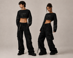Reconstructed Black Denim Cropped Top