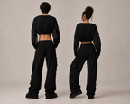Reconstructed Black Denim Cropped Top