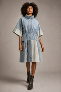 Transformable Patchwork Denim Dress Coat