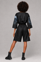 Upcycled Denim Patchwork Top & Shorts Set