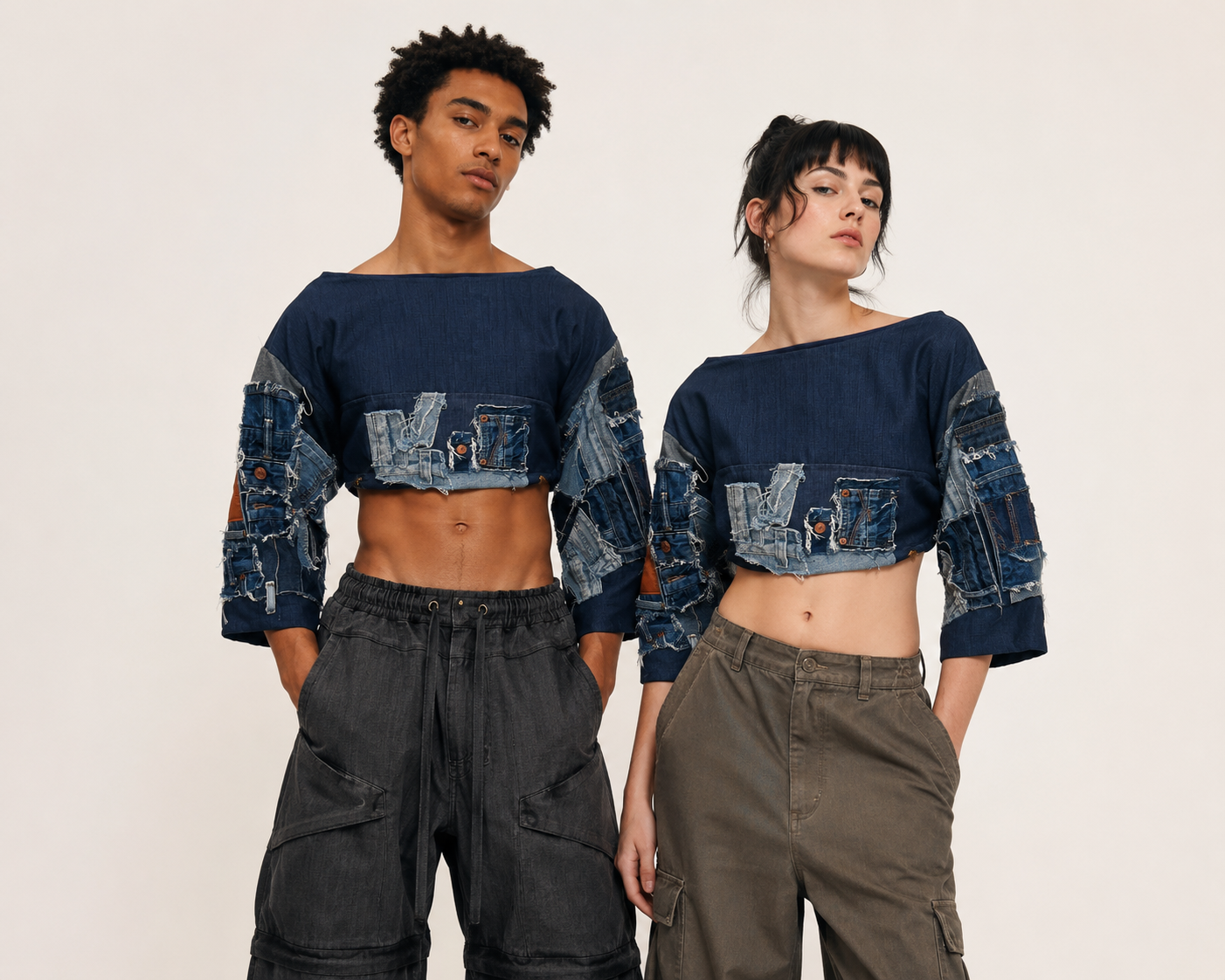 One-of-One Indigo Patchwork Denim Top