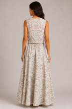 Vintage Floral Co-Ord Set | Sustainable Sleeveless Crop Top & Maxi Skirt