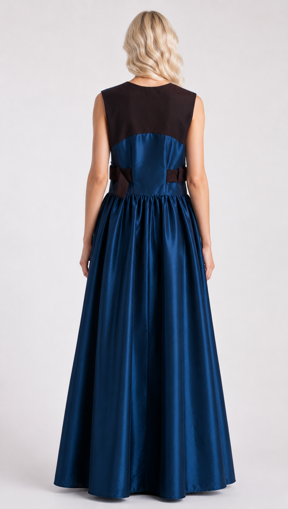 Midnight Blue Maxi Dress | Sustainable Sleeveless Occasion Dress with Contrast D-Ring Waist Detail
