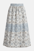 Blue Botanical Co-Ord Set | Sustainable Sleeveless Crop Top & Tiered Maxi Skirt