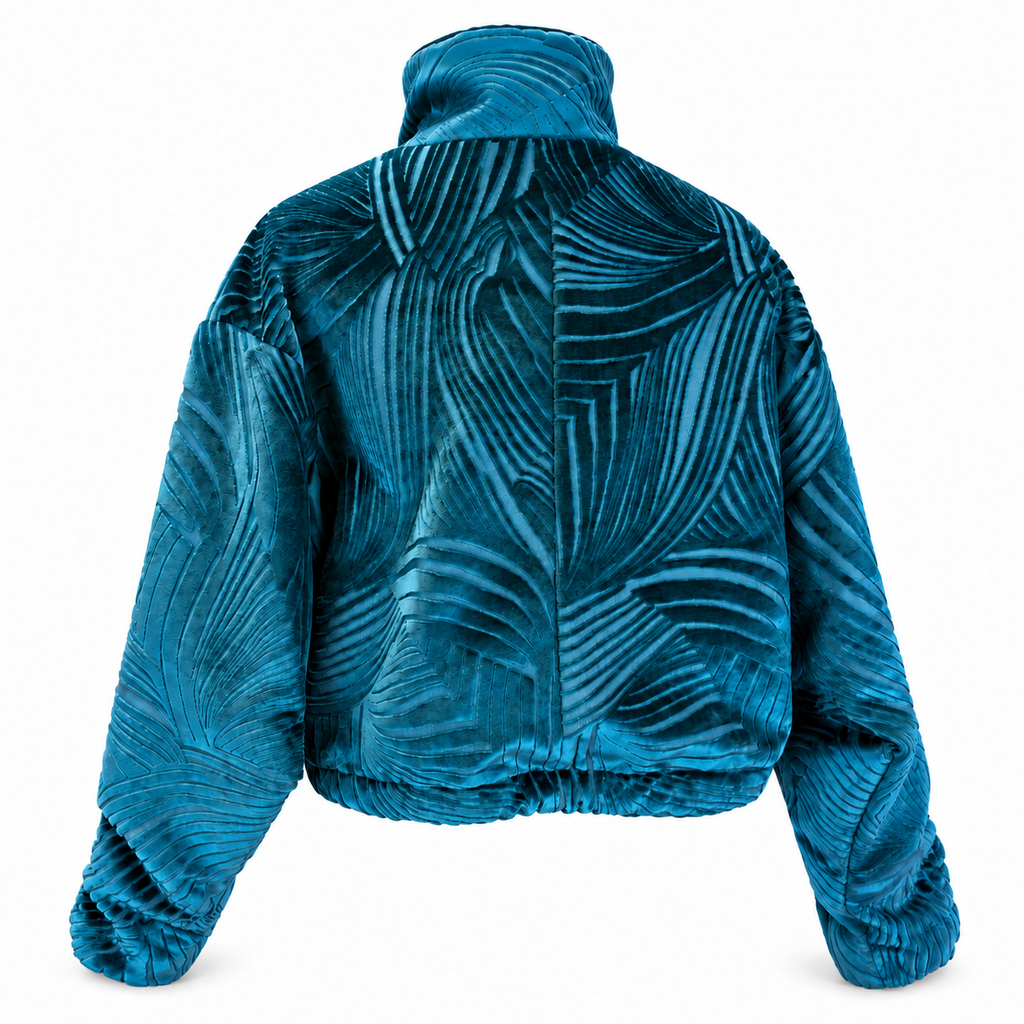 Teal Slouch Velvet Cropped Jacket