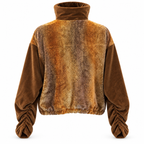 Bronze Panel Ruched-Sleeve Velvet Jacket