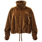 Bronze Panel Ruched-Sleeve Velvet Jacket