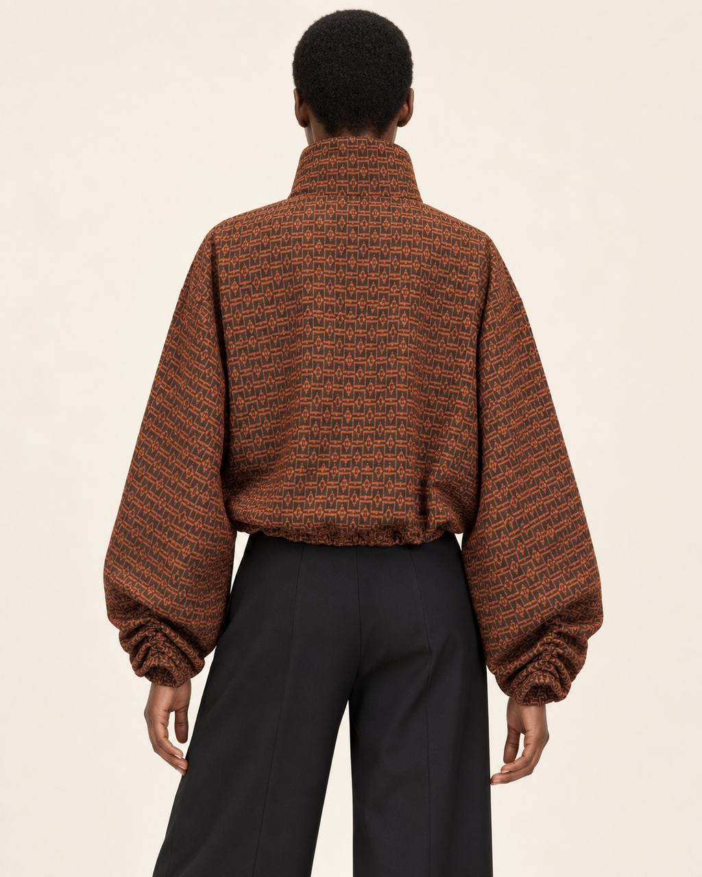 Rust Geometric Scarf Jacket | Lightweight Cropped Jacket | Neuthread