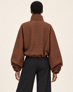 Rust Geometric Scarf Jacket | Lightweight Cropped Jacket | Neuthread