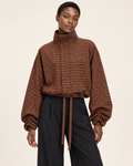 Rust Geometric Scarf Jacket | Lightweight Cropped Jacket | Neuthread