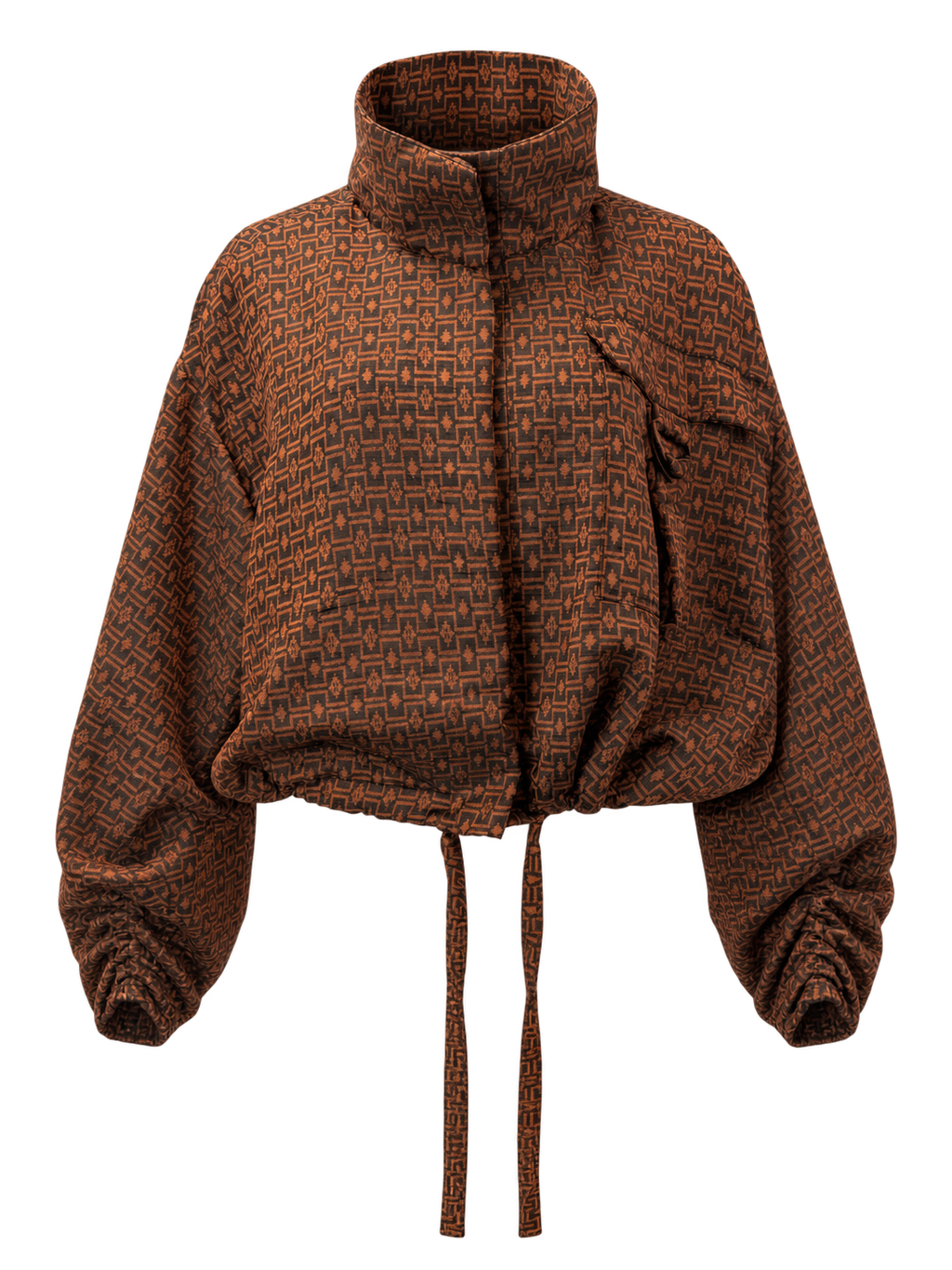 Rust Geometric Scarf Jacket | Lightweight Cropped Jacket | Neuthread