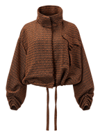 Rust Geometric Scarf Jacket | Lightweight Cropped Jacket | Neuthread