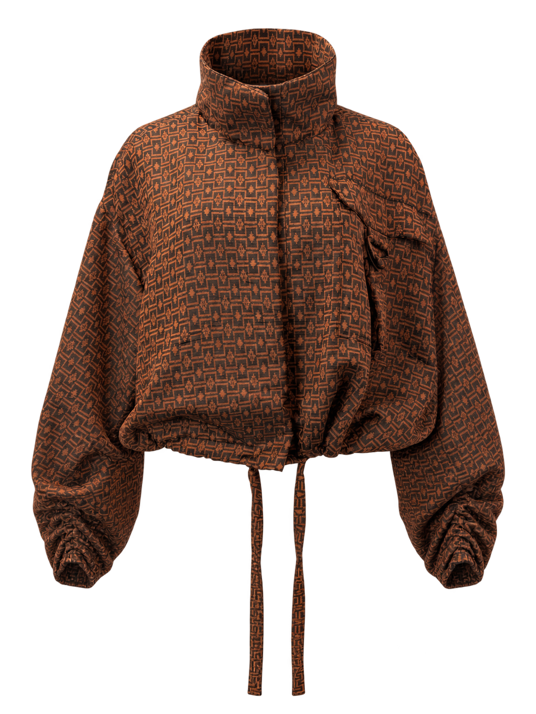 Rust Geometric Scarf Jacket | Lightweight Cropped Jacket | Neuthread
