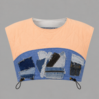 Quilted & Patchwork Denim Crop Top
