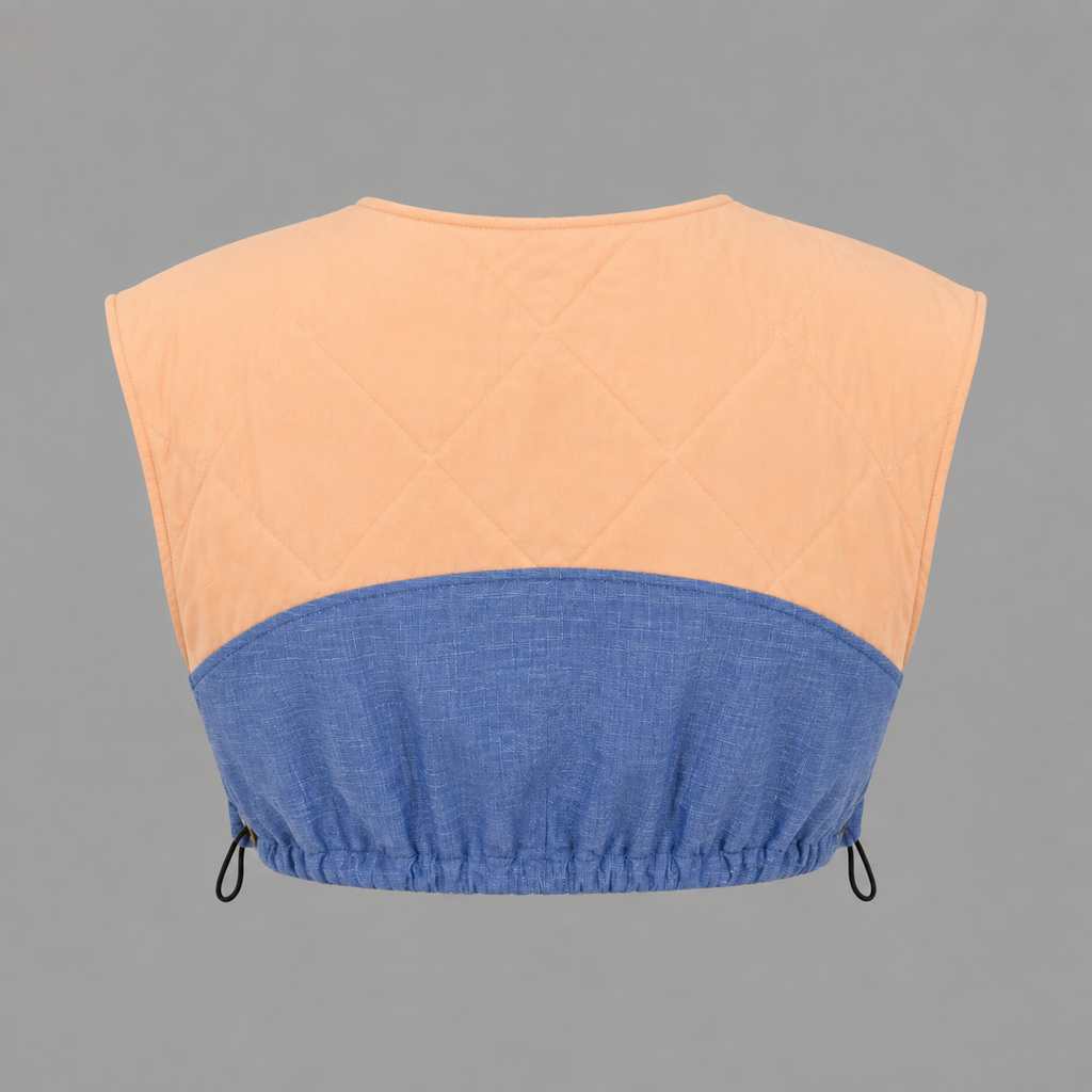 Quilted & Patchwork Denim Crop Top