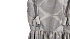 Silver Botanical Jacquard Sleeveless Maxi Dress | Sustainable Occasion Dress with Adjustable Waist