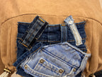 Unisex Camel and Denim Patchwork Cropped Top